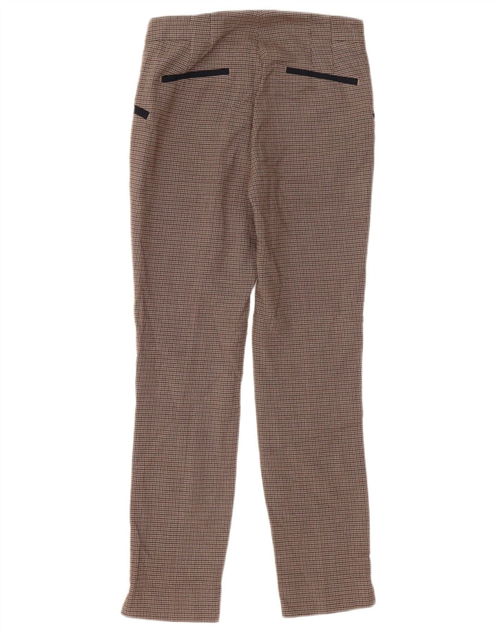 Pantaloni casual slim da donna Zara piccoli W26 L28 a quadri marroni