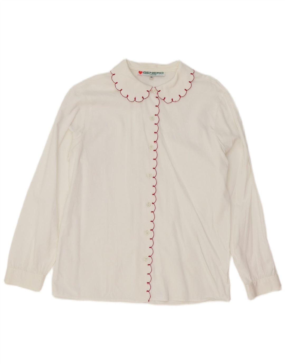 Camicia Vintage da Donna IT 46 Large in Cotone Bianco