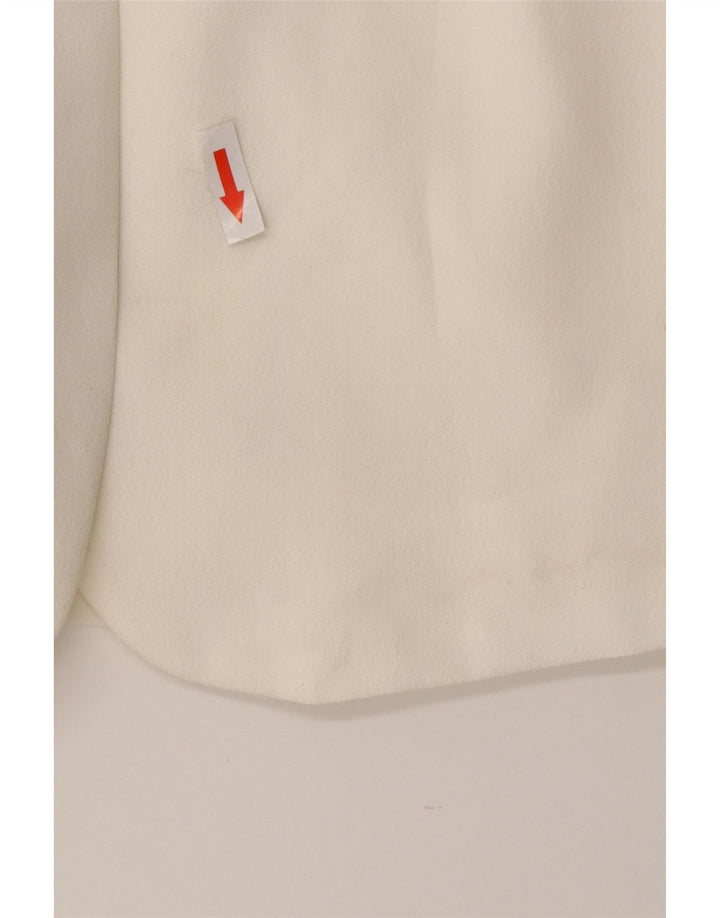 Giacca blazer a 3 bottoni da donna Wit Boy UK 10 piccola in poliestere bianco sporco