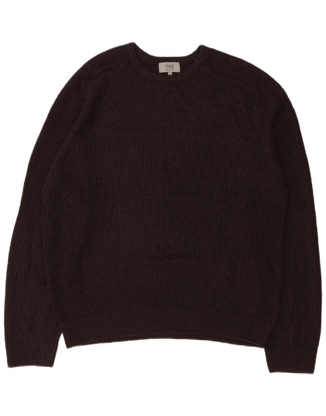 Maglione maglione girocollo da uomo Marks & Spencer XL acrilico marrone