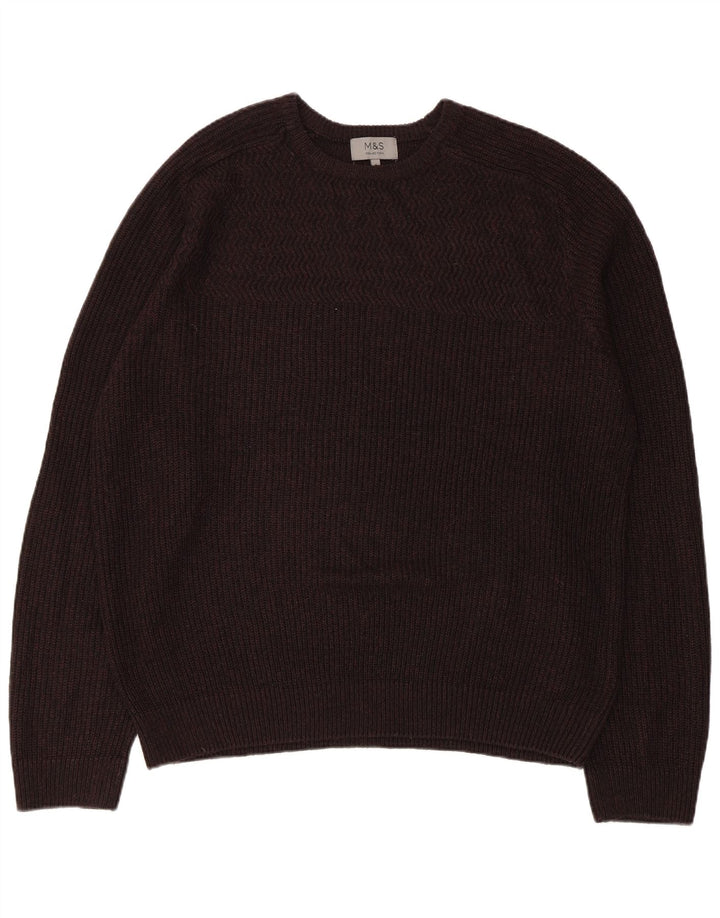 Maglione maglione girocollo da uomo Marks & Spencer XL acrilico marrone