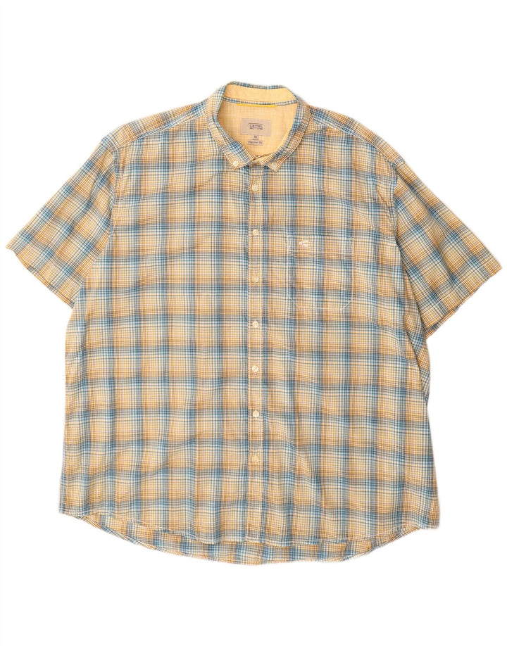 Camicia a maniche corte vestibilità regolare da uomo Camel Active 2XL cotone a quadri giallo