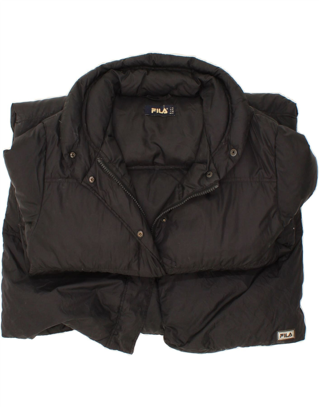 FILA Womens Padded Coat IT 46 Large Black Polyamide Vintage Fila and Second-Hand Fila from Messina Hembry 