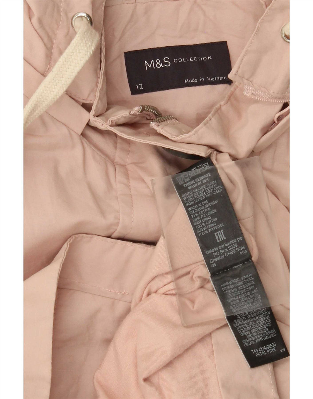 Giacca Parka militare con cappuccio da donna Marks & Spencer UK 12 Rosa medio