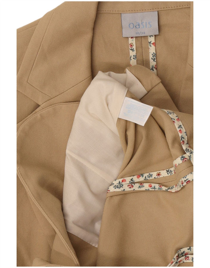 Giacca blazer a 1 bottone da donna Oasis UK 10 piccola in cotone beige