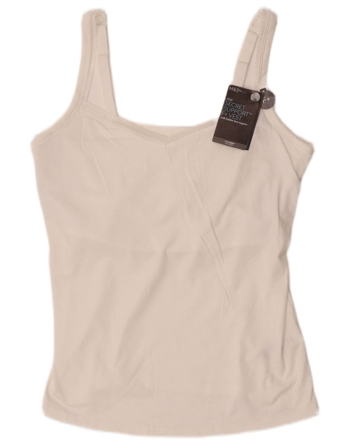 Canottiera corta Marks & Spencer da donna UK 20 2XL cotone bianco