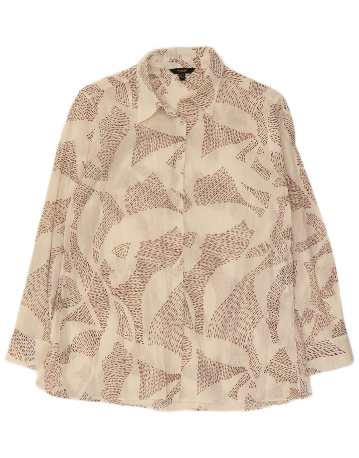 Camicia da donna con motivo astratto Massimo Dutti EU 38 piccola in cotone bianco