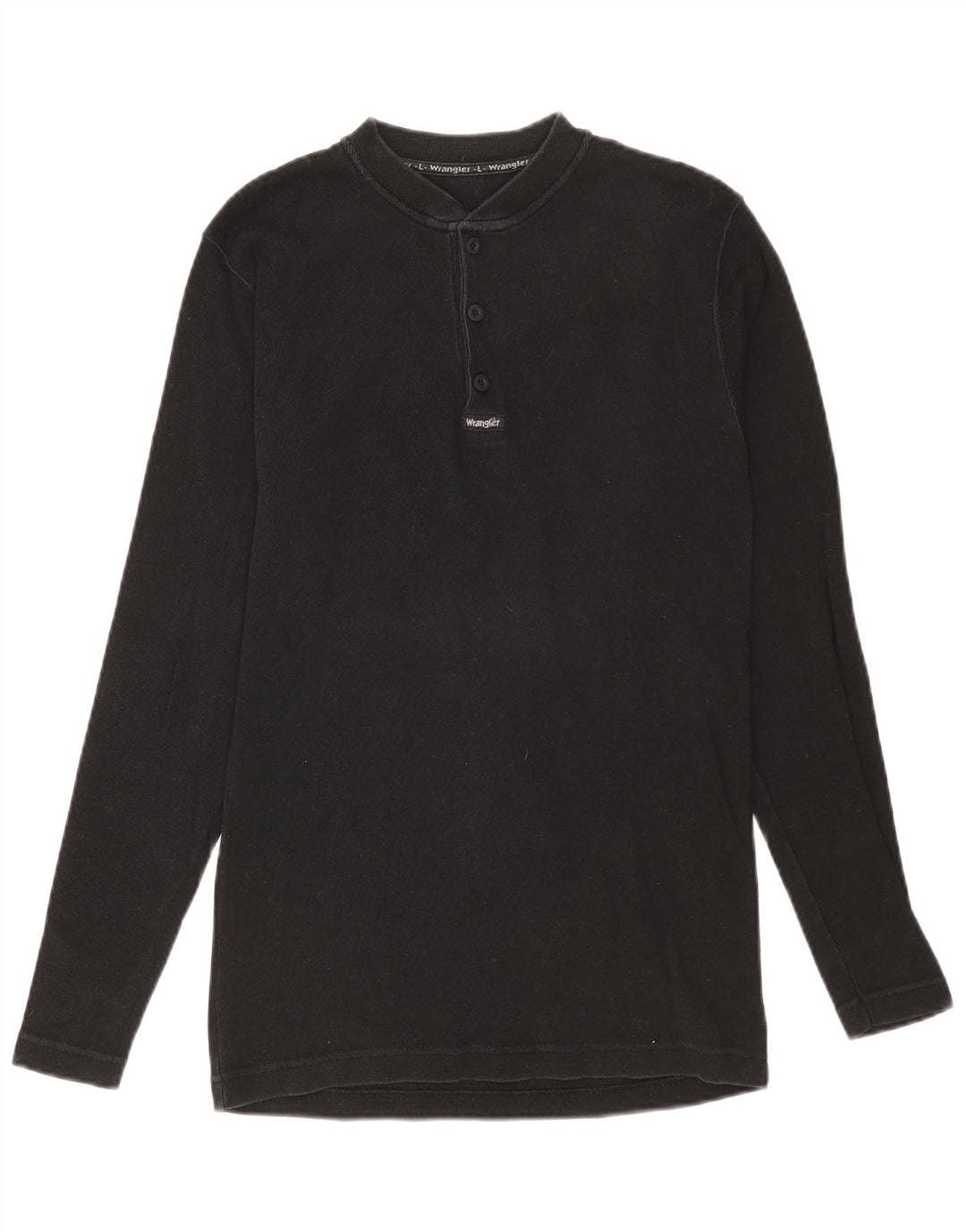 Top Wrangler da uomo a manica lunga grande in cotone nero