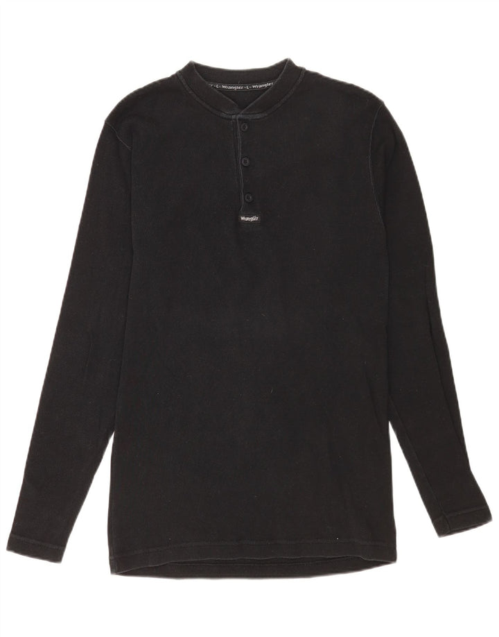 Top Wrangler da uomo a manica lunga grande in cotone nero