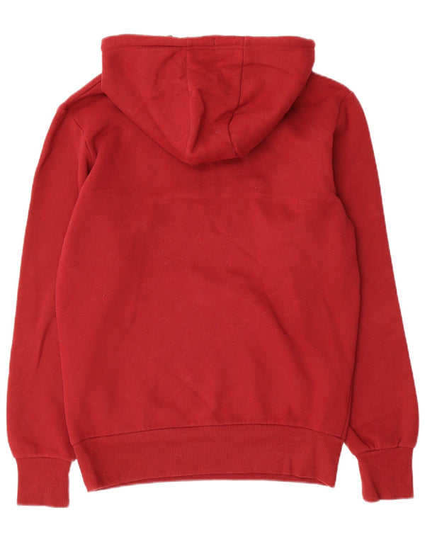 ELLESSE Maglia da uomo con cappuccio e zip sul collo, piccola, in cotone rosso