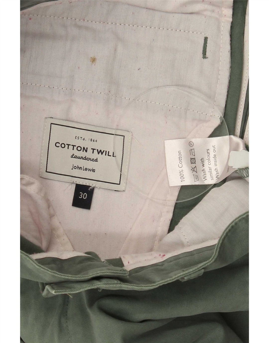 Pantaloncini chino da uomo John Lewis medi W30 in cotone verde
