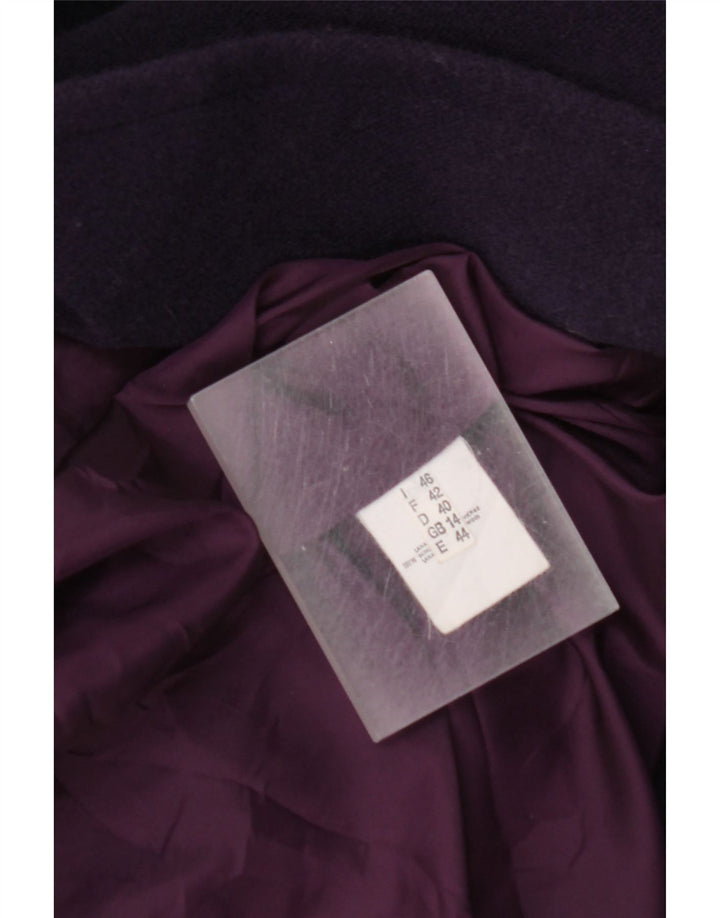 Cappotto oversize da donna vintage UK 14 grande lana vergine viola