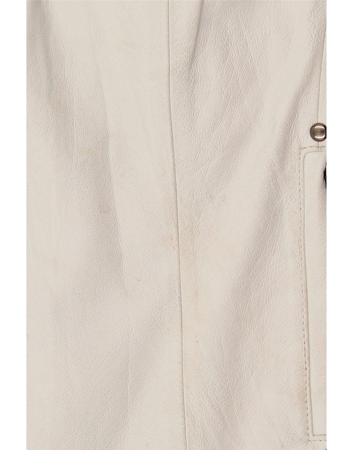 Giacca in pelle da donna vintage EU 42 grande in pelle bianca