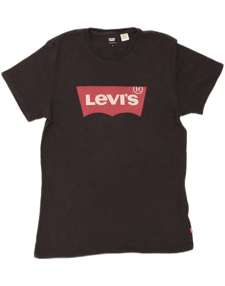 LEVI'S Mens Graphic T-Shirt Top Medium Black Vintage Levi's and Second-Hand Levi's from Messina Hembry 