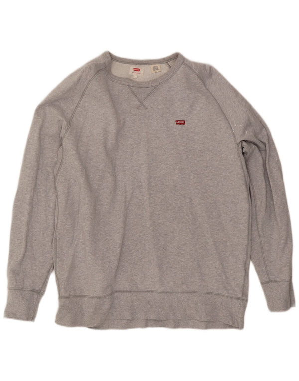 Levi's Felpa da uomo Maglione grande in cotone chiazzato grigio