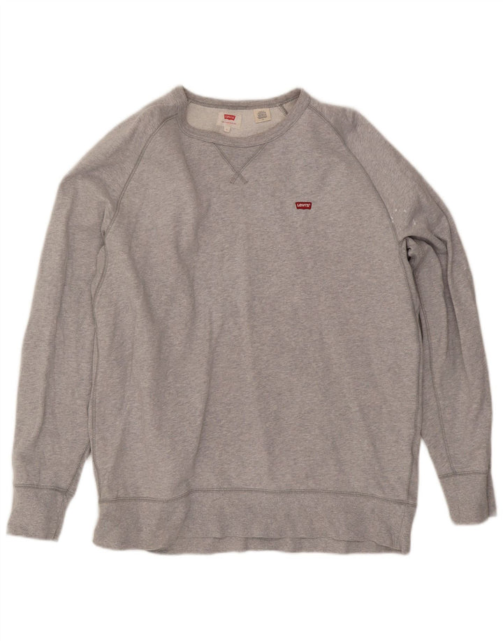 Levi's Felpa da uomo Maglione grande in cotone chiazzato grigio