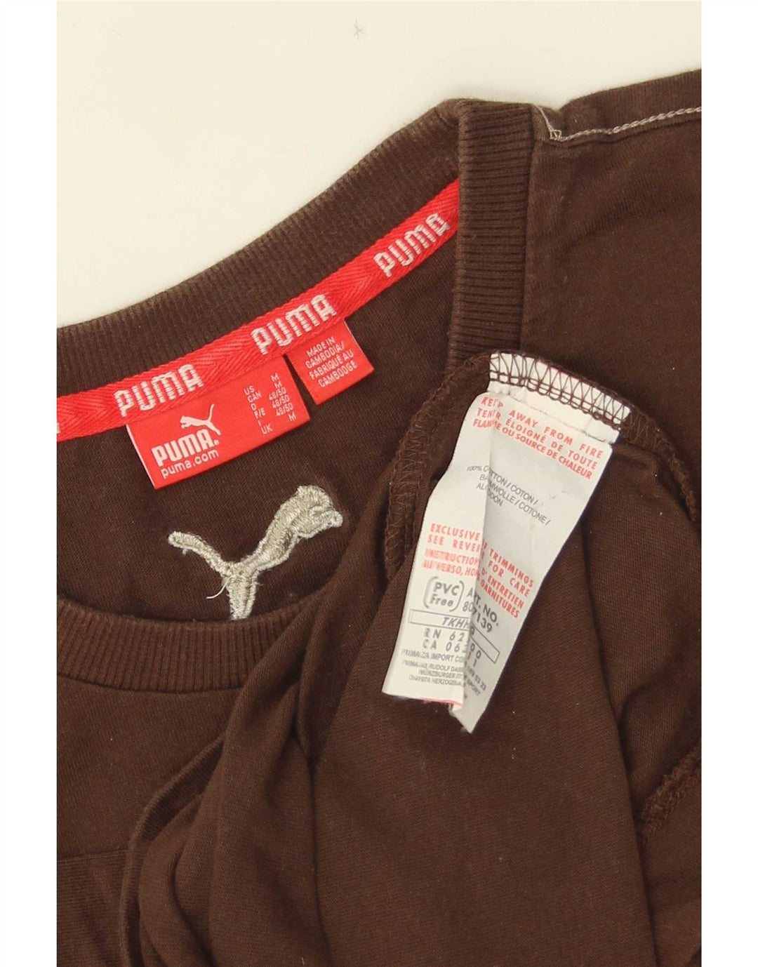 Maglia Puma da uomo a maniche lunghe in cotone marrone medio
