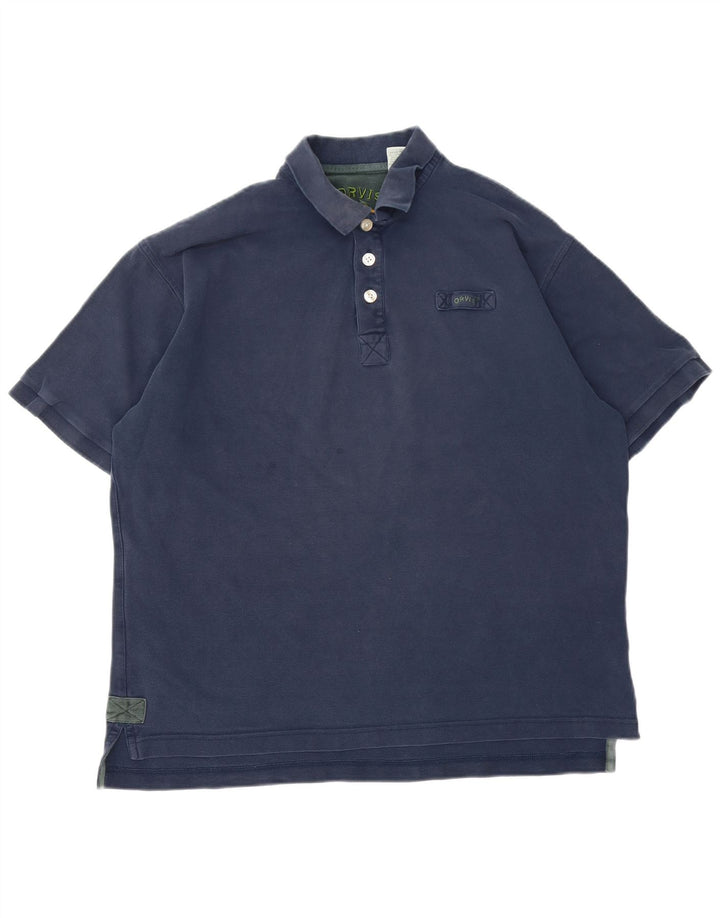 Polo da uomo Orvis grande in cotone blu navy