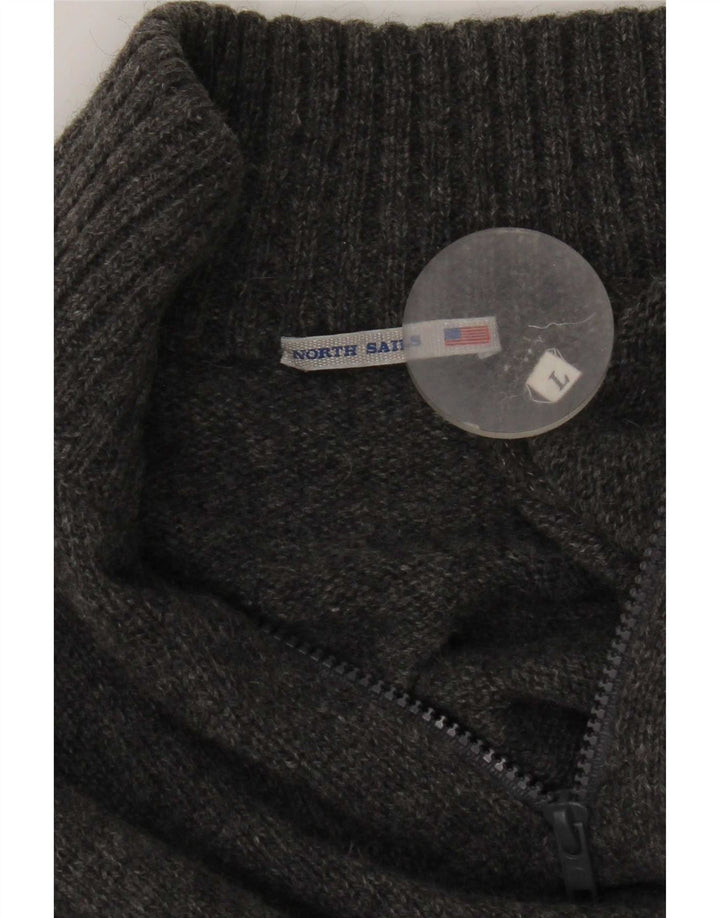 Maglione North Sails da uomo con zip e collo grande grigio screziato