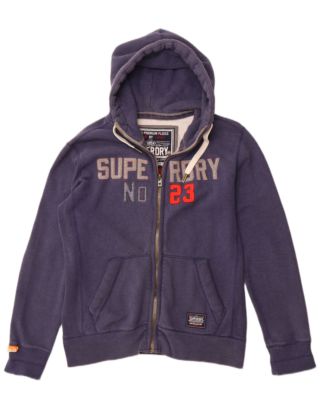 Felpa con cappuccio e zip grafica da uomo Superdry XL in cotone blu navy
