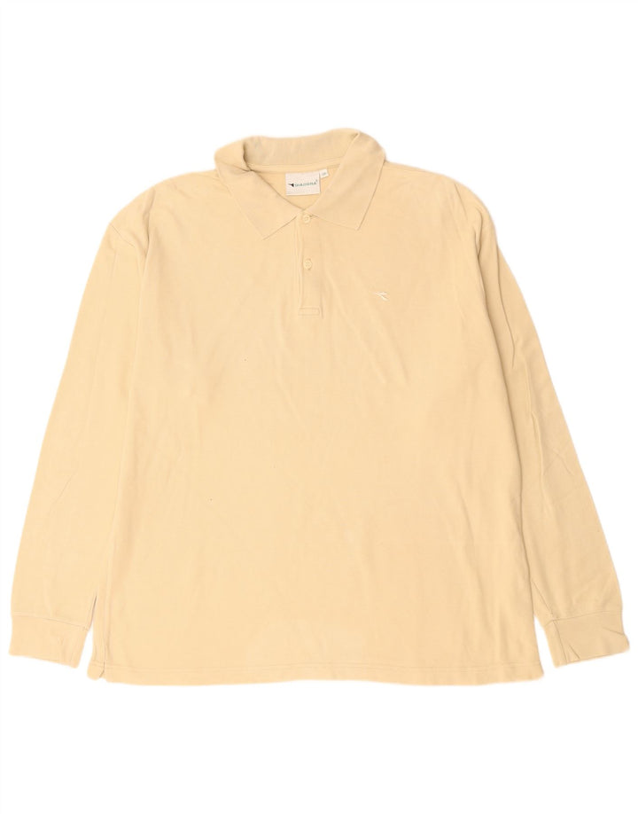 Polo DIADORA Uomo Manica Lunga IT 50 Cotone Beige Medio