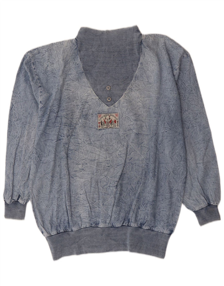 Felpa oversize da donna vintage maglione EU 44 XL cotone blu