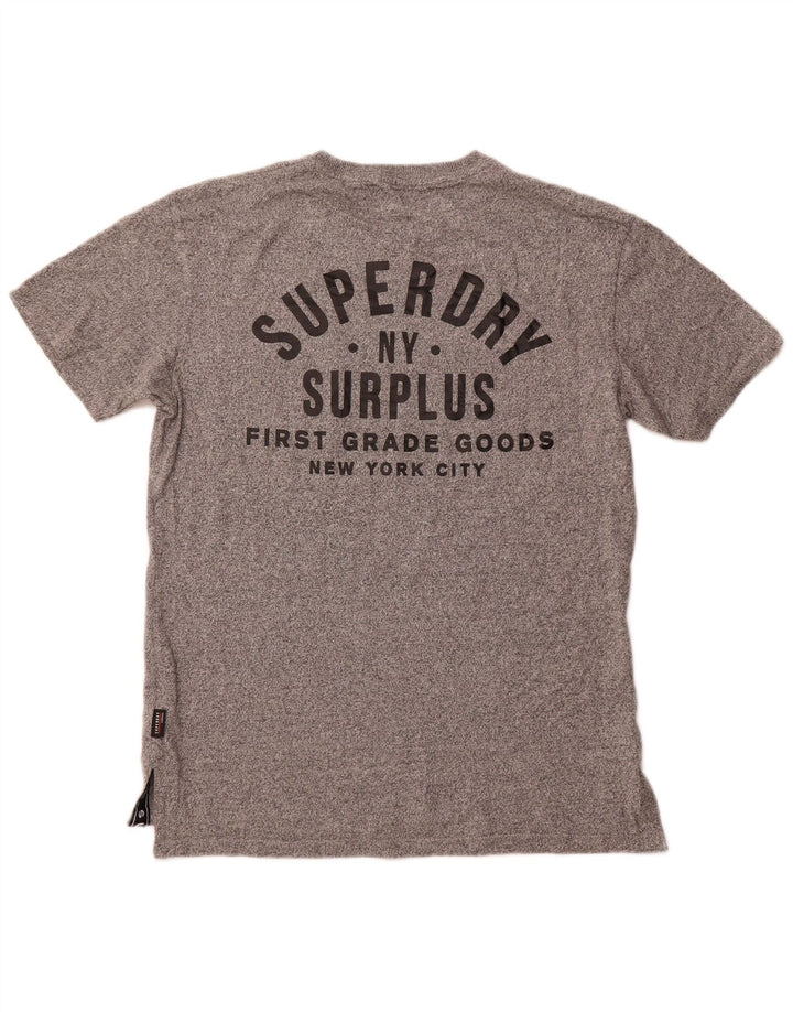 T-shirt grafica da uomo Superdry Top in cotone chiazzato grigio medio