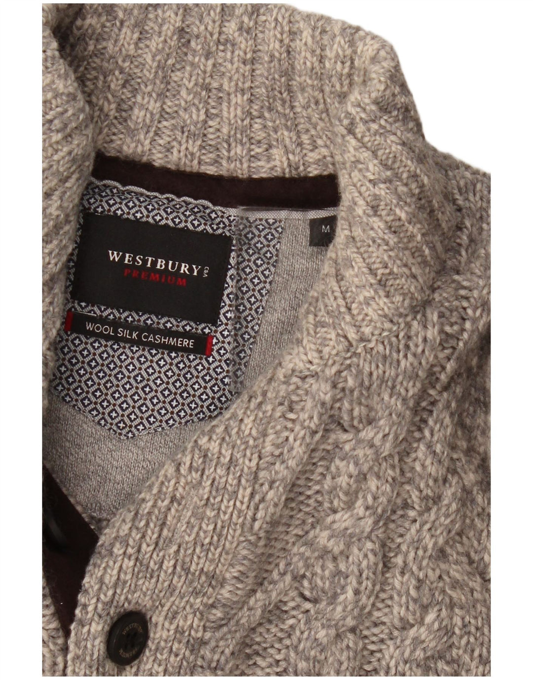 WESTBURY Maglione da uomo con collo a bottoni in lana grigio medio