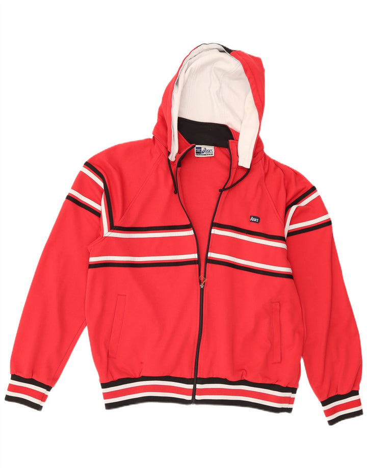 Felpa con cappuccio e zip da uomo Asics, a righe rosse medie sportive