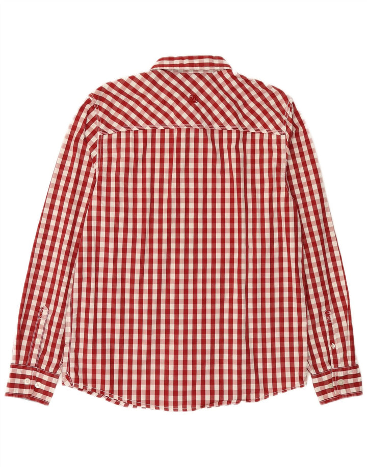 FAT FACE Camicia da uomo in cotone a quadretti rosso medio