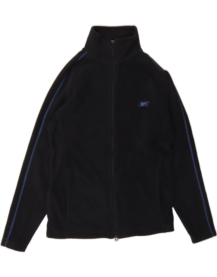 REEBOK Mens Fleece Jacket UK 36 Small Black Polyester Vintage Reebok and Second-Hand Reebok from Messina Hembry 