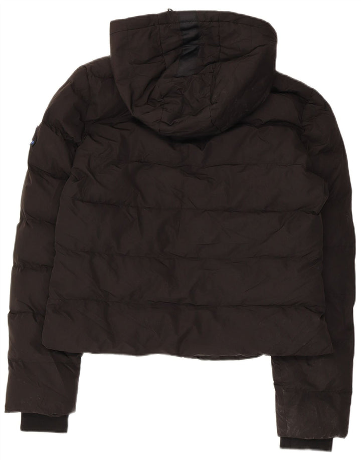 Giacca imbottita con cappuccio corta da donna SUPERDRY UK 12 poliestere nero medio