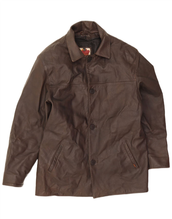 Giacca in pelle vintage da uomo UK 40 grande in pelle marrone