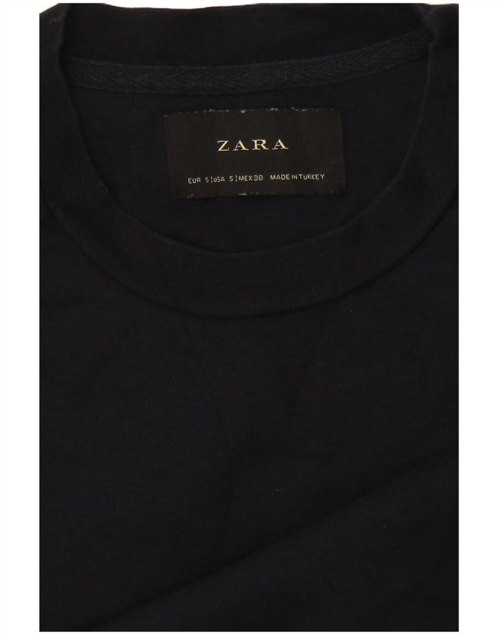 Zara Uomo Felpa Maglione Piccolo Blu Navy Colorblock