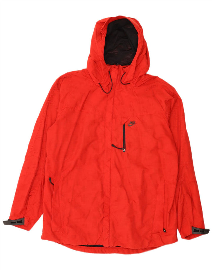 Giacca antipioggia con cappuccio Nike da uomo UK 42/44 Grande nylon geometrico rosso