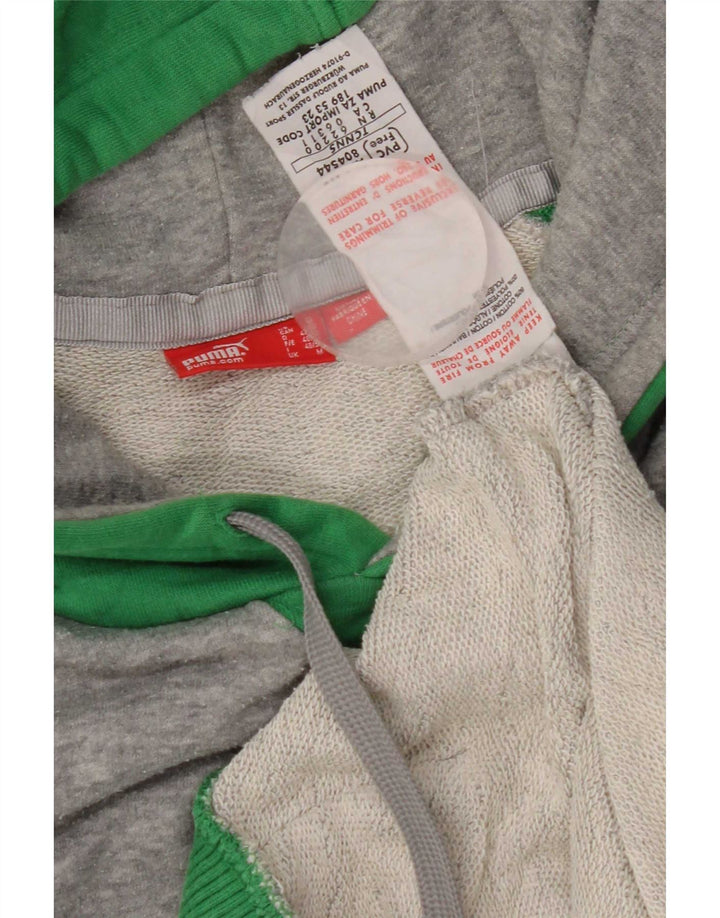 Felpa con cappuccio grafica da uomo Puma in cotone color block grigio medio