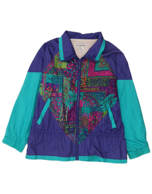 Giacca antipioggia oversize da donna Westbound UK 10 piccola in nylon Paisley blu navy