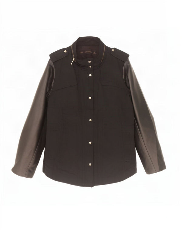 Giacca militare con cappuccio da donna Zara UK 6 XS poliuretano nero