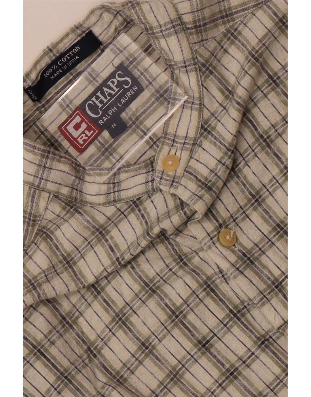 Camicia da uomo Chaps Ralph Lauren in cotone a quadri kaki medio