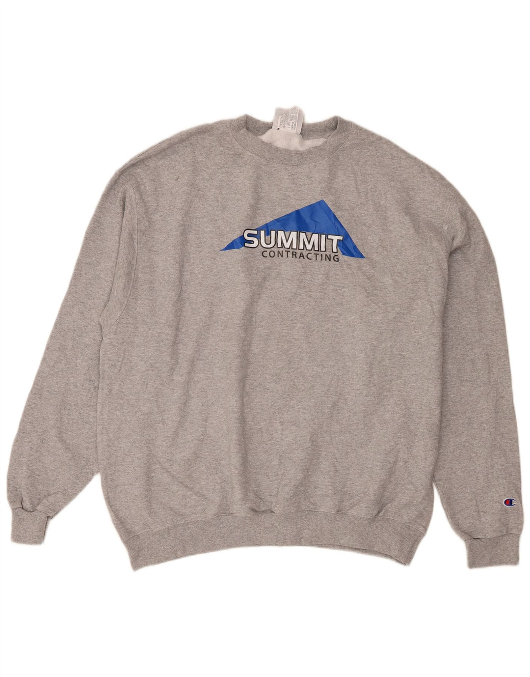 Felpa grafica Champion Summit da uomo, maglione XL, cotone chiazzato grigio