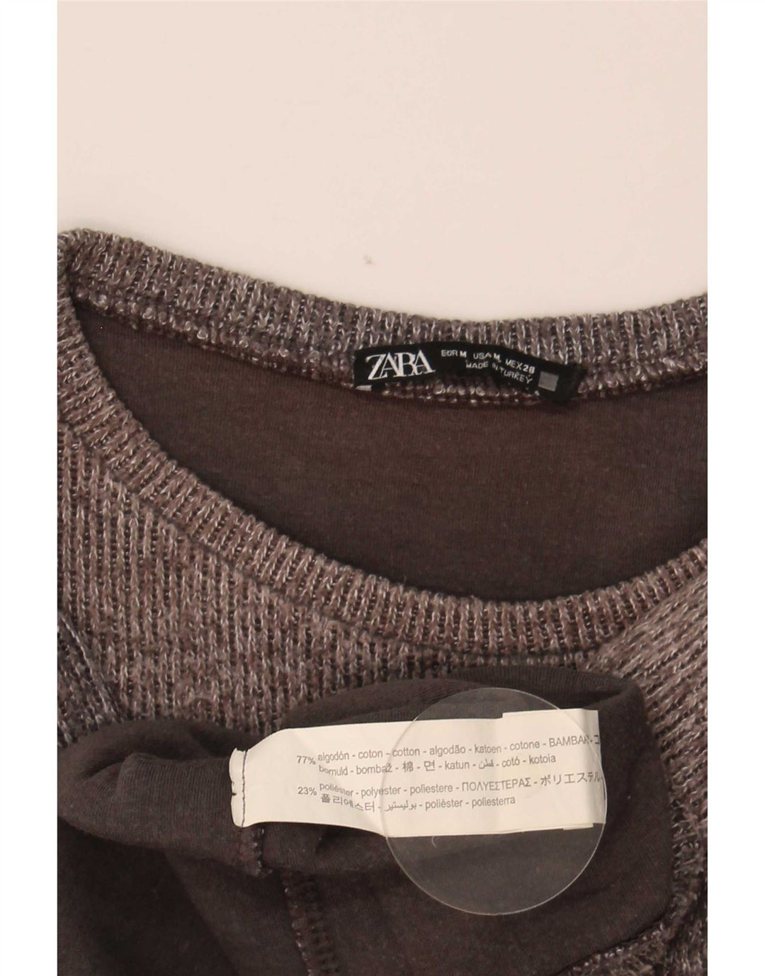 Top corto da donna Zara a maniche lunghe UK 14 cotone grigio medio