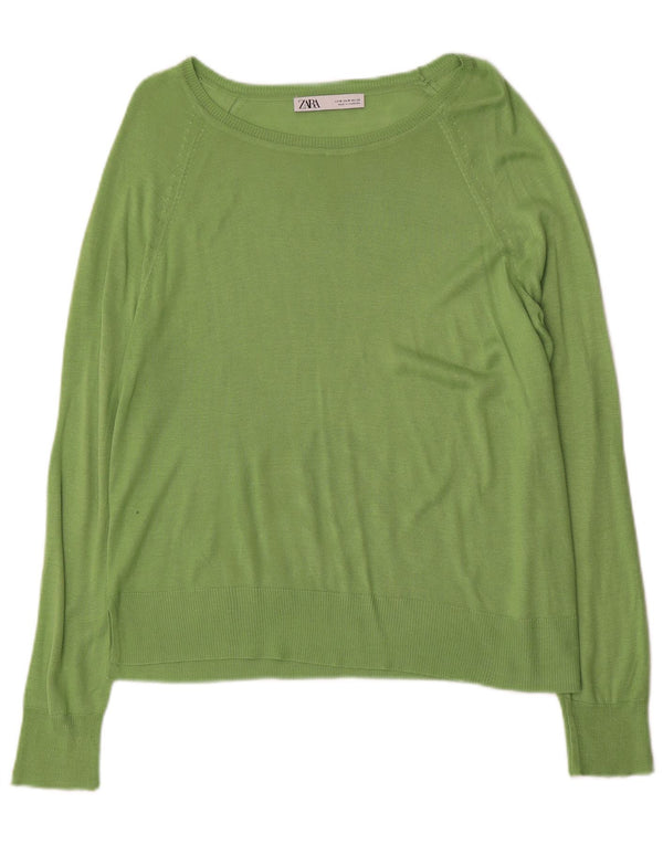 Maglione maglione con scollo a barca da donna Zara UK 14 Verde medio