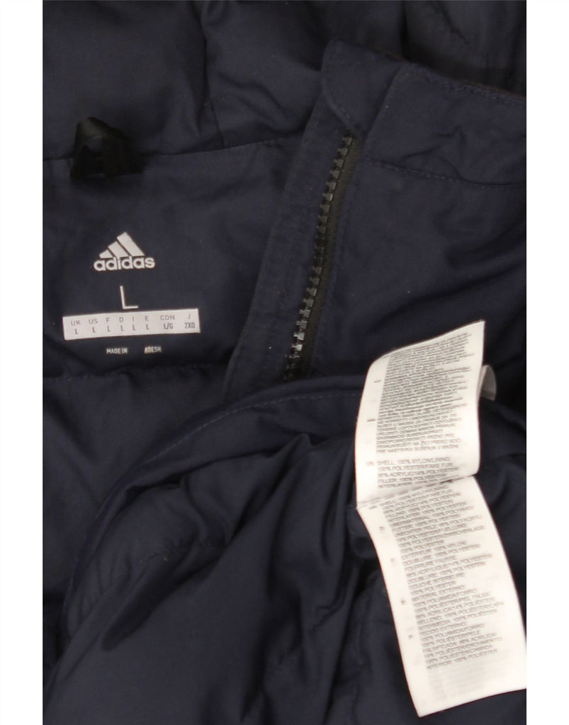 ADIDAS Mens Hooded Windbreaker Jacket UK 40 Large Navy Blue Polyester Vintage Adidas and Second-Hand Adidas from Messina Hembry 