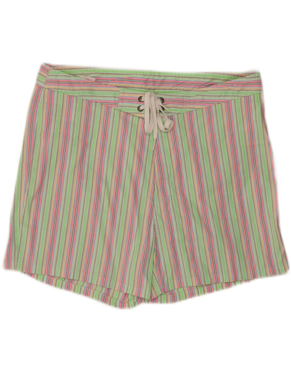 Sundek Mens Swimming Shorts Large Green Striped Polyester