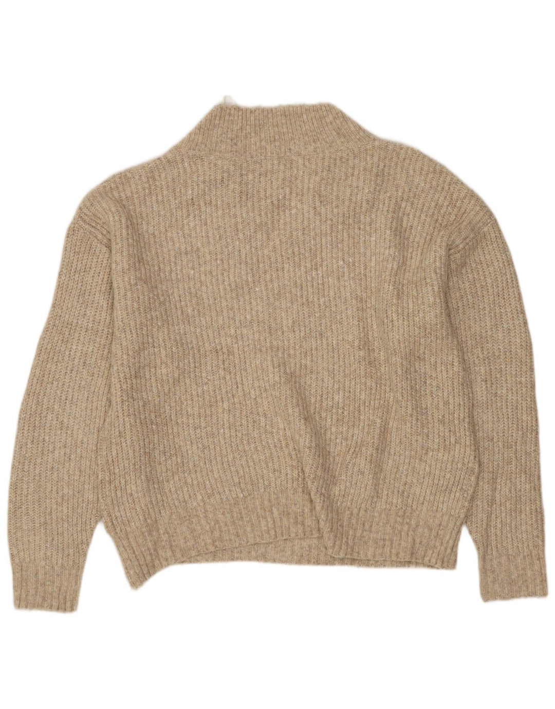 MARKS & SPENCER Maglione corto con scollo a V da donna UK 14 Beige medio