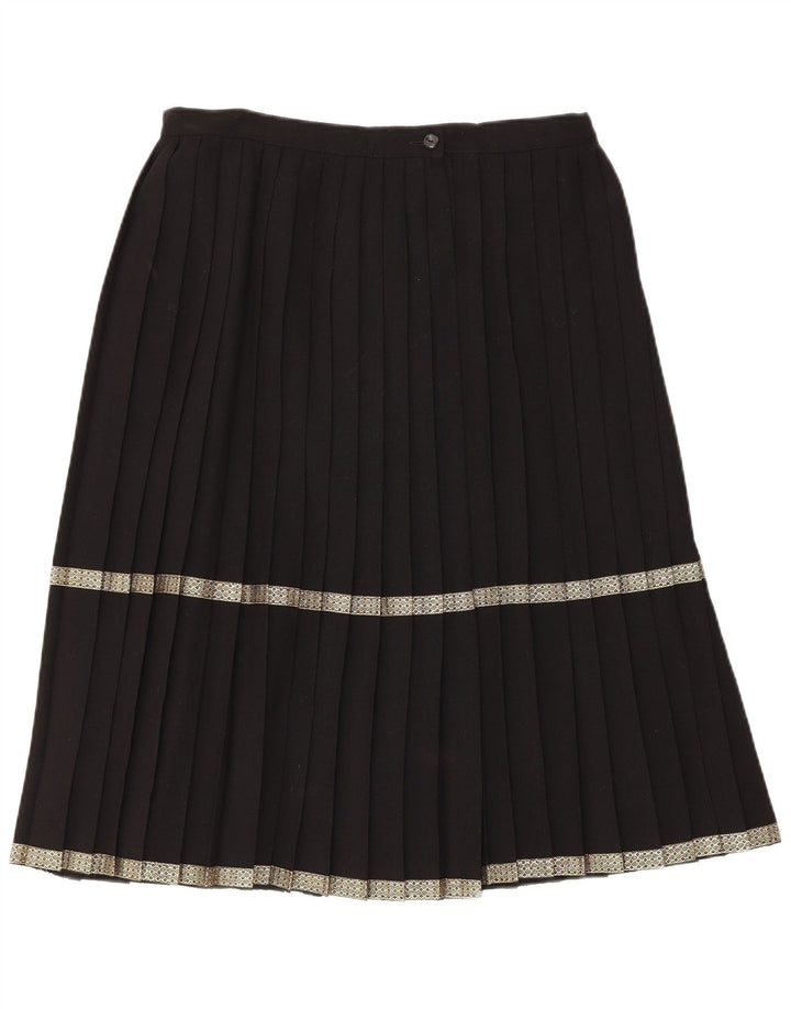Gonna a pieghe vintage da donna a coltello EU 40 media W32 lana nera