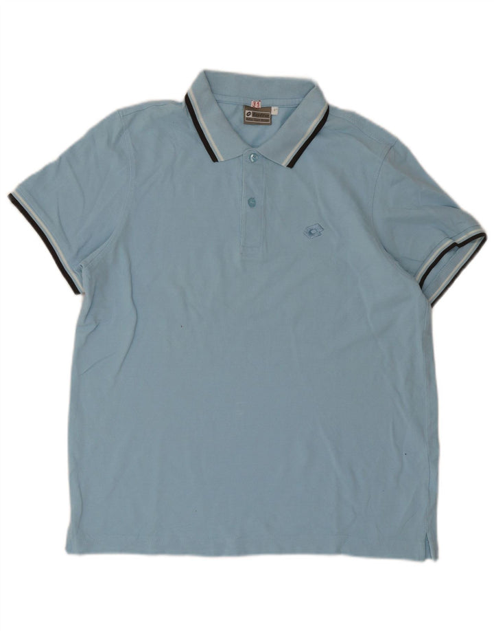 Polo da uomo Lotto Large in cotone a righe blu