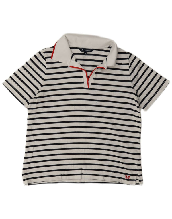 Crew Clothing Polo da donna UK 12 Cotone a righe bianche medie