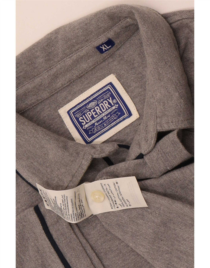 Polo da uomo Superdry XL in cotone chiazzato grigio