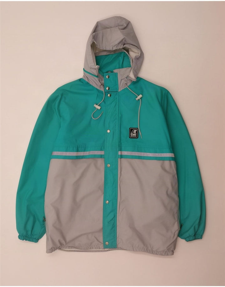 Giacca antipioggia da uomo con cappuccio K-Way UK 40 Large Turchese Colorblock Poliammide